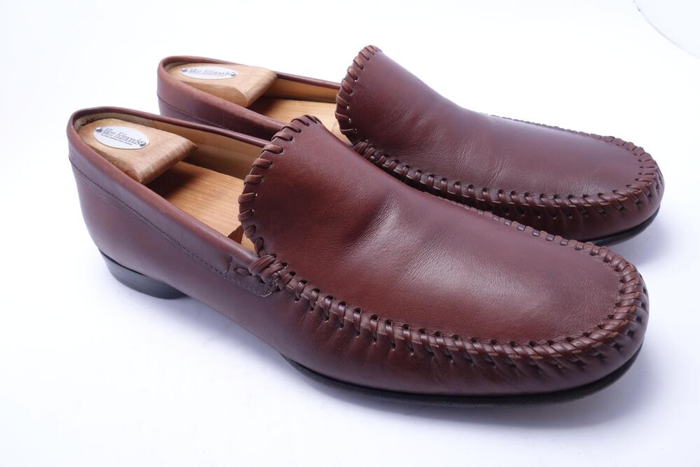 Salvatore Ferragamo Shoes Mens Size 12 D Brown Leather Loafers Made Italy